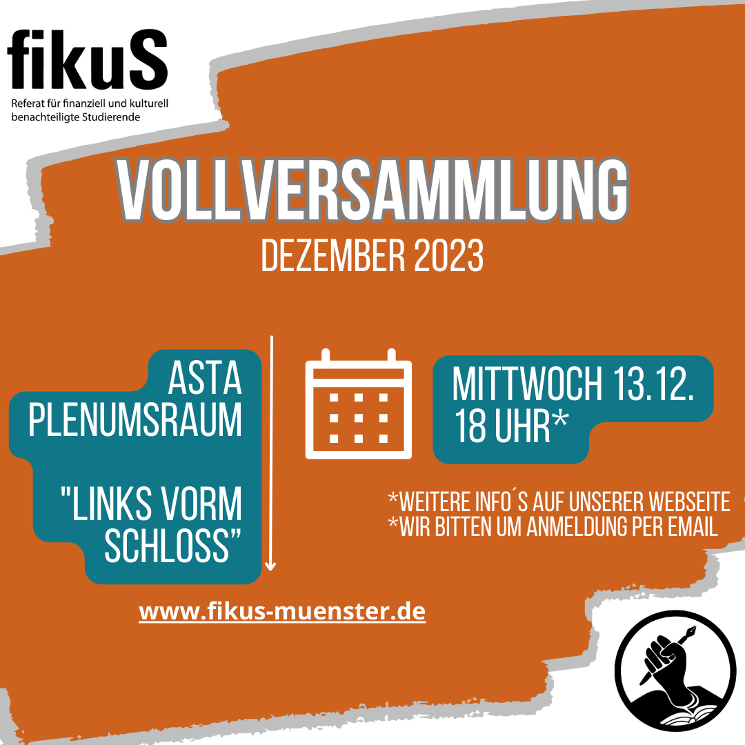 Ankündigung: Vollversammlung des fikuS-Referats am 13.12.2023