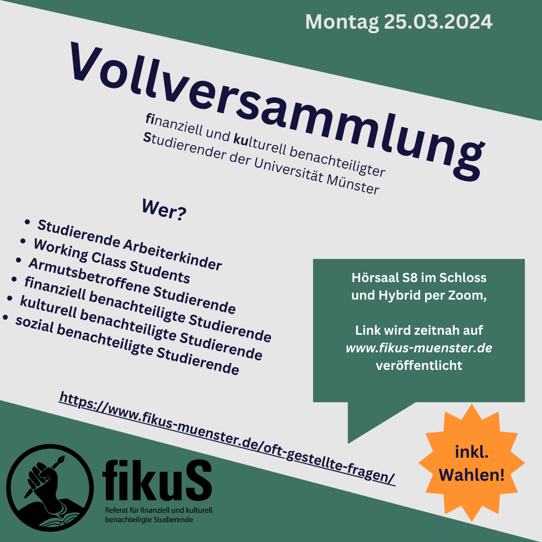 Ankündigung: Vollversammlung der fikuS-Statusgruppe am 25.03.2024